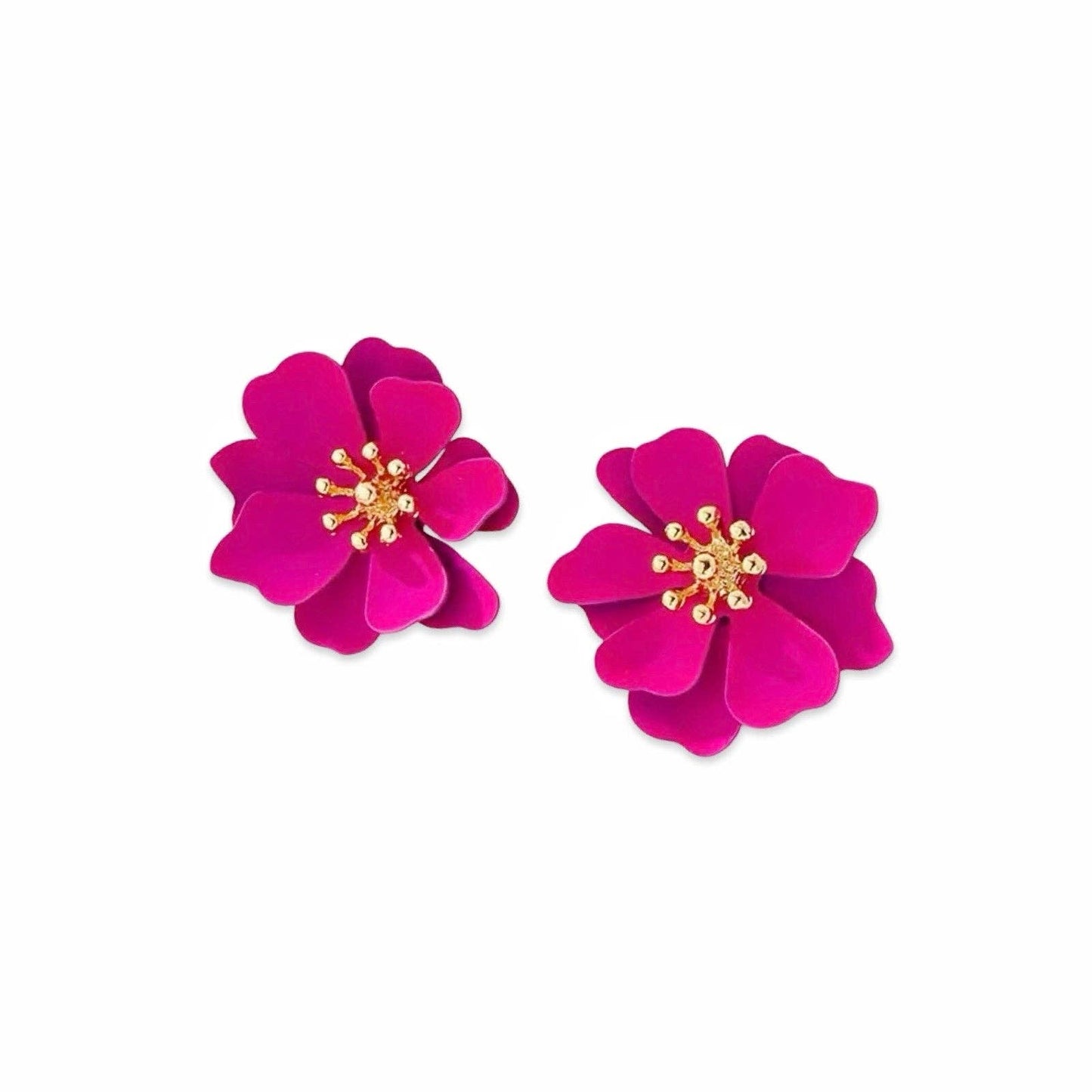 Fuchsia Petal Stud Earrings