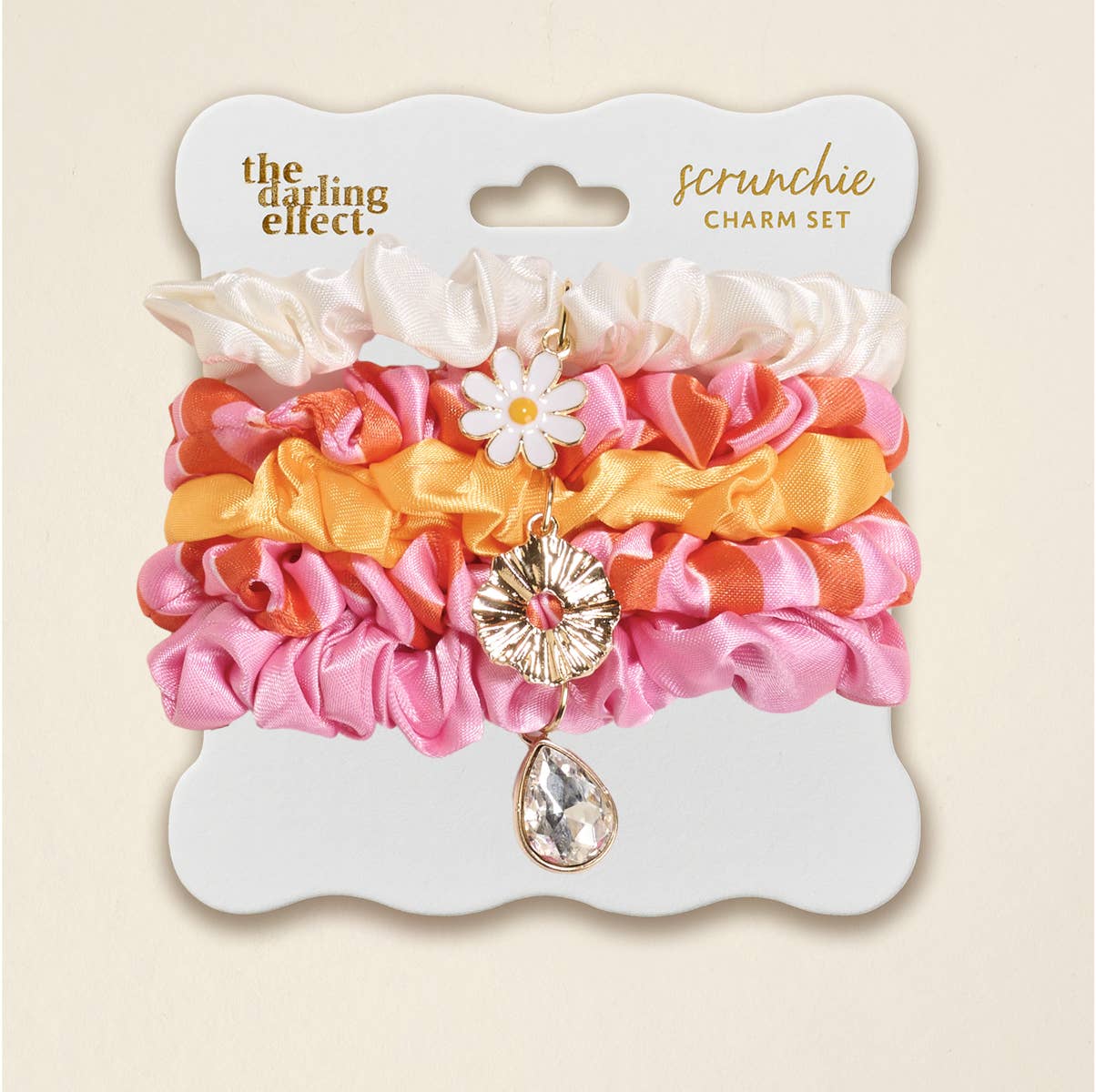 The Darling Effect Scrunchie Charm Set–Sicily Stripes Pink