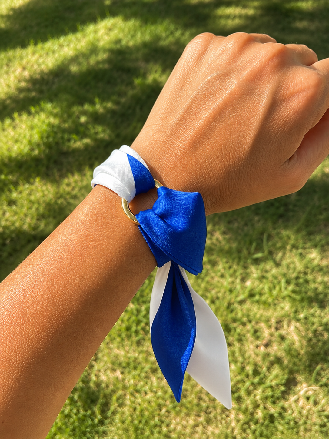 Royal Blue & White Scarf Tie Bracelet