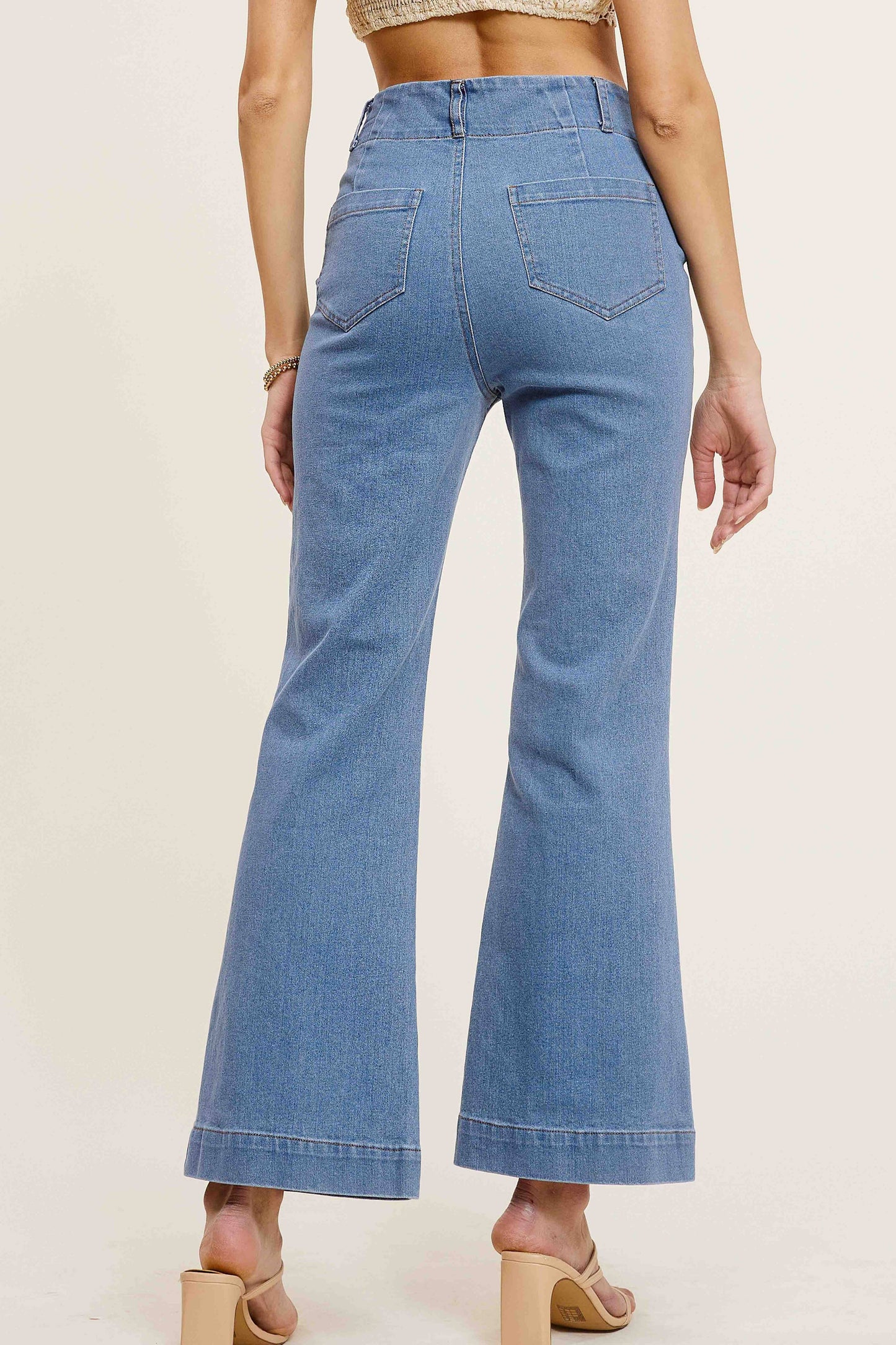 La Miel Stretchy High Waisted Wide Flare Pants