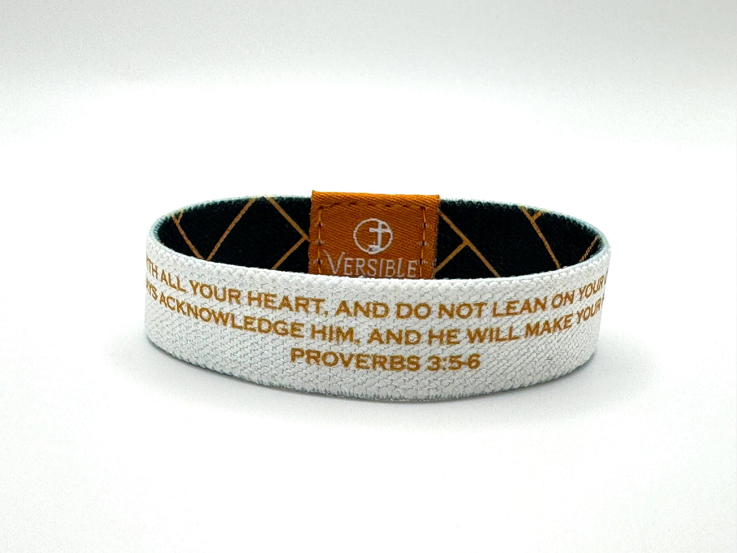 Versible Wristbands - Blue Herringbone / Proverbs 3:5-6
