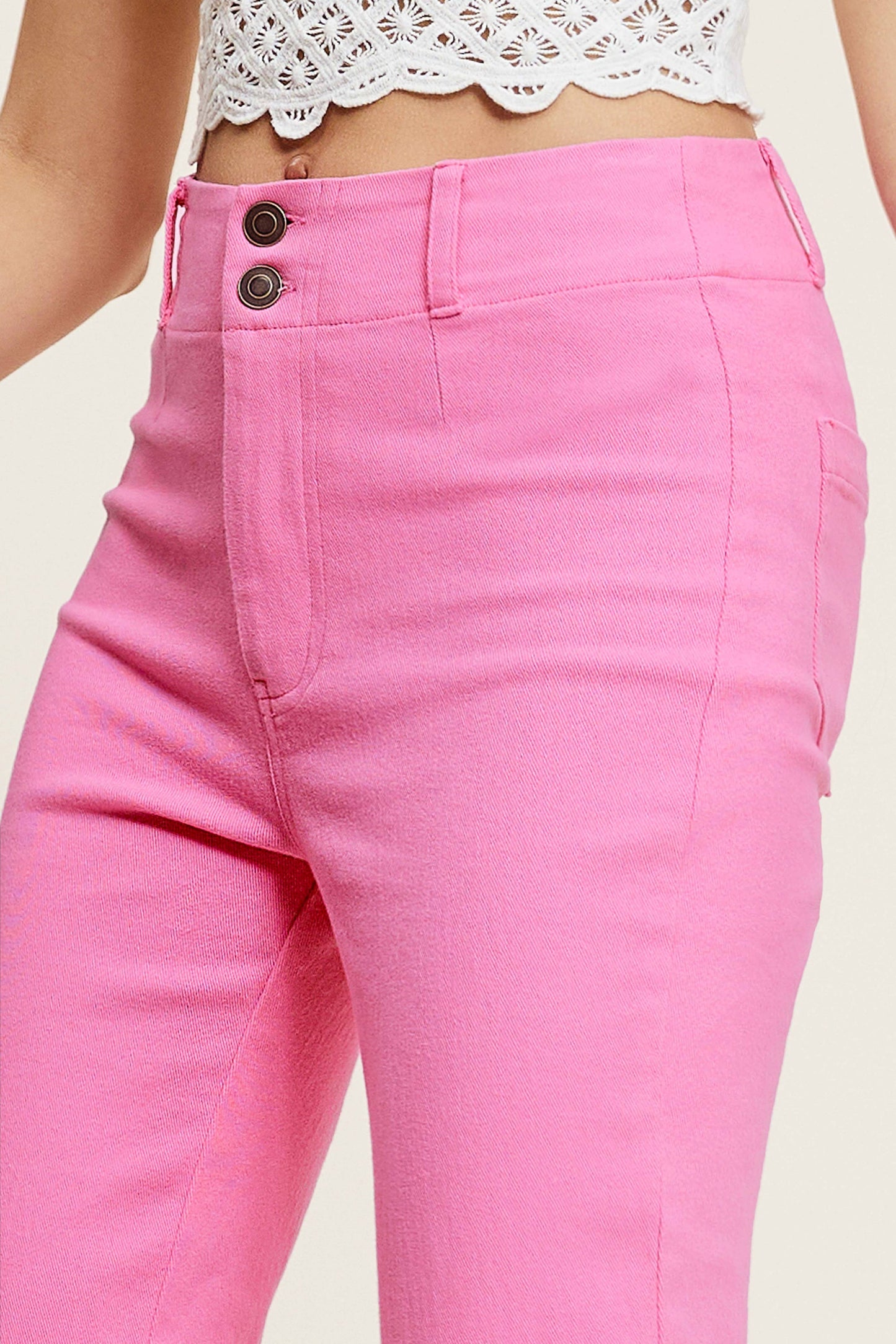 Soft Washed Stretchy High Waisted Wide Flare Pants