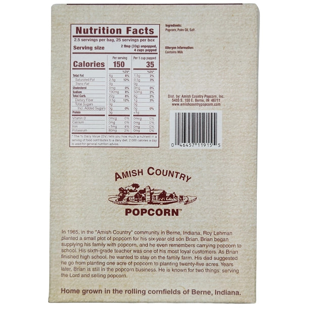 Amish Country Microwave Lite Natural Popcorn Singles