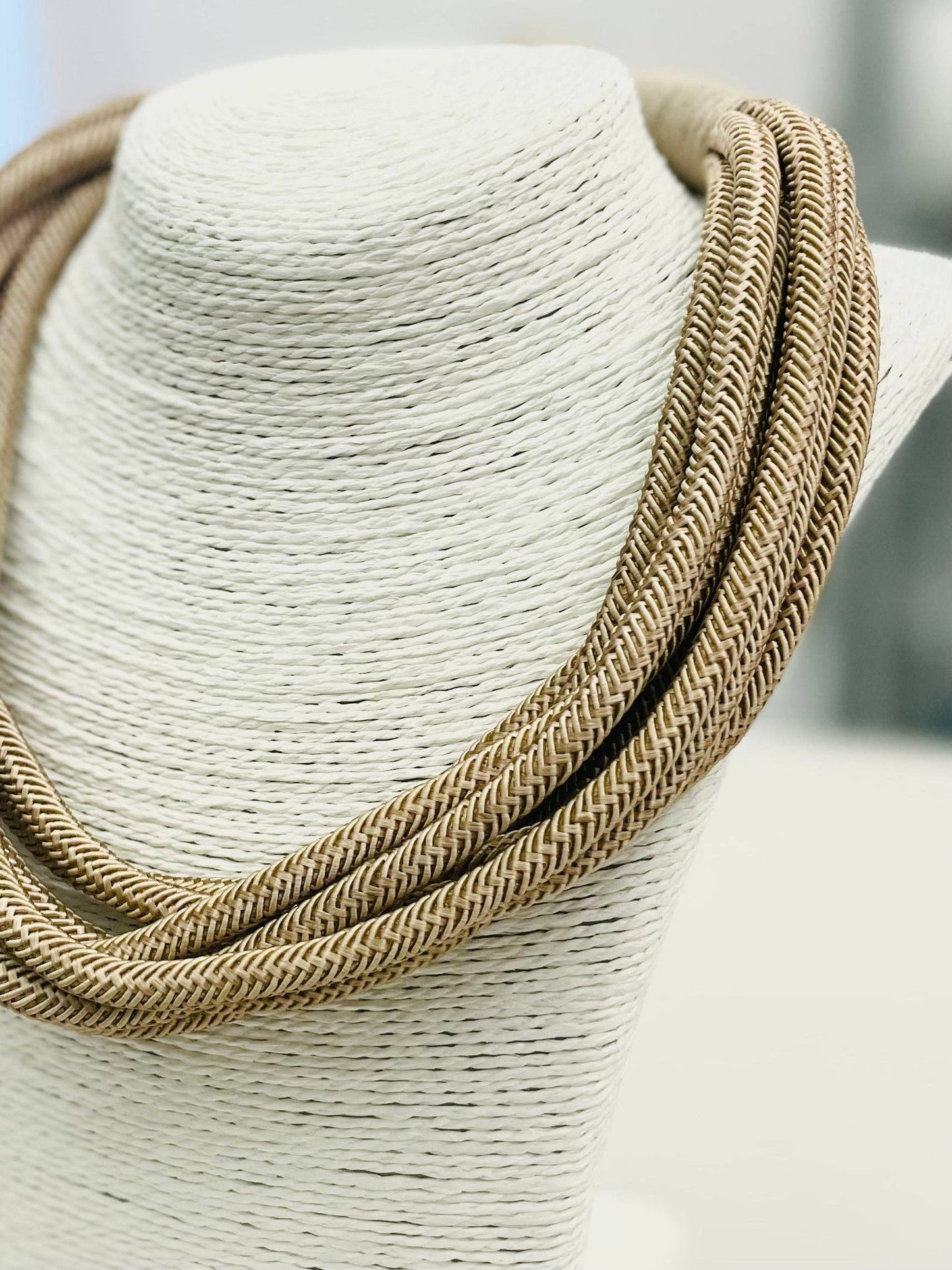 Caramel Cotton Slub Rope Necklace