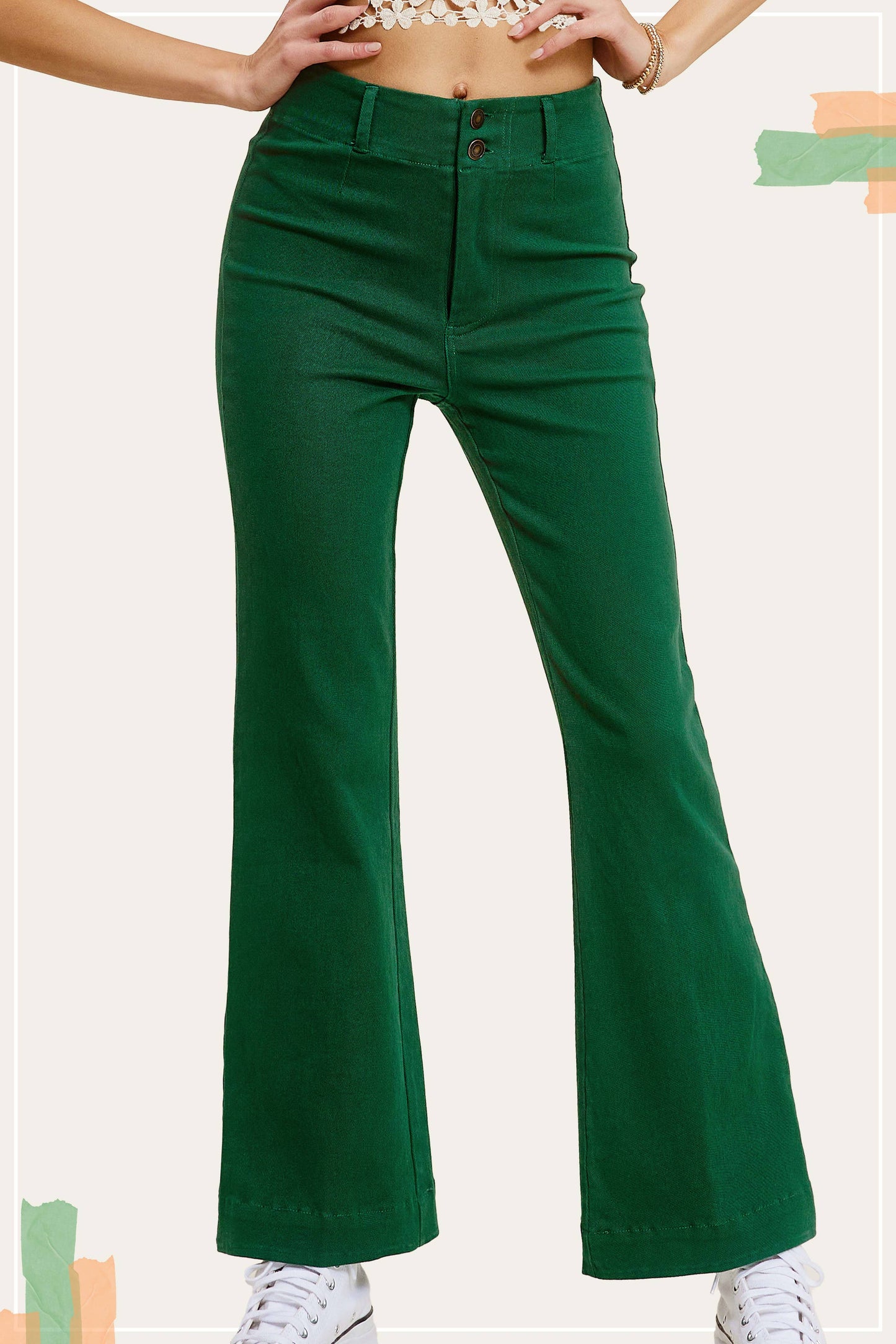 Soft Washed Stretchy High Waisted Wide Flare Pants