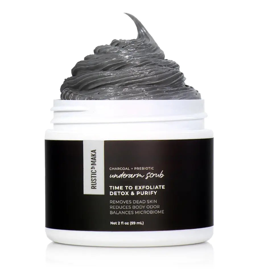TIME TO EXFOLIATE Charcoal + Prebiotic Underarm Scrub