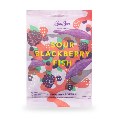 Bonbon Sour Blackberry Fish Swedish Candy