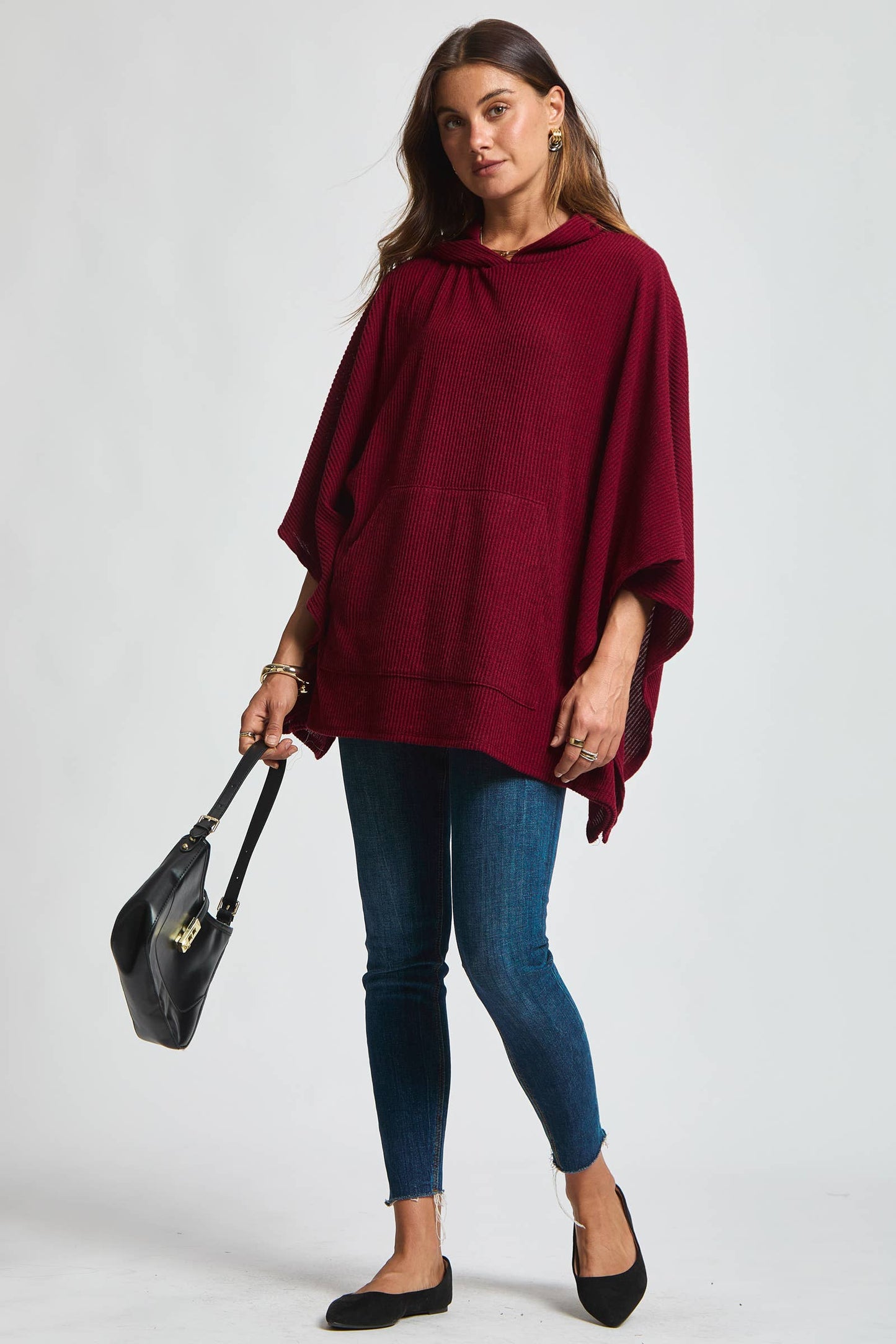 Dear Scarlett Ribbed Knit Poncho Top
