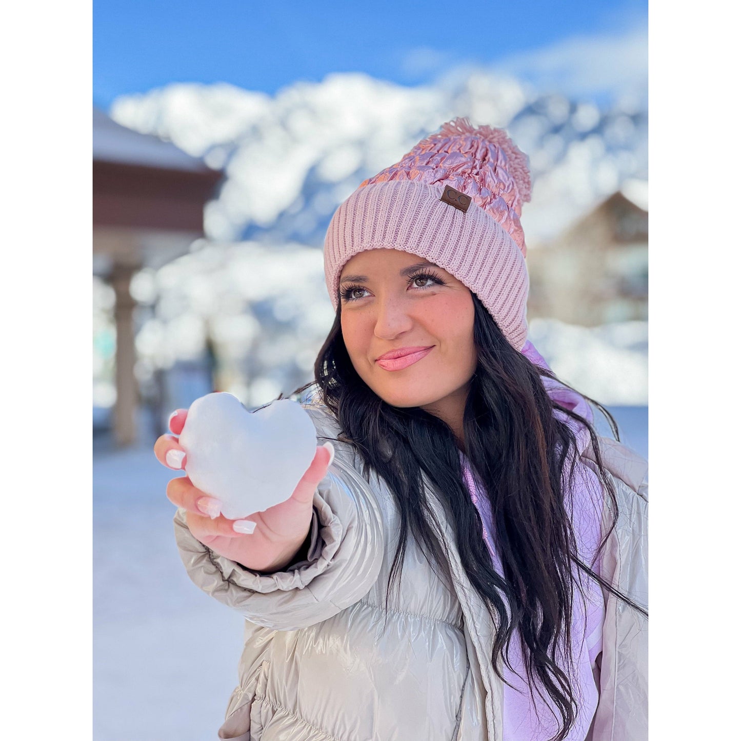 C.C Metallic Knit Pom Beanie