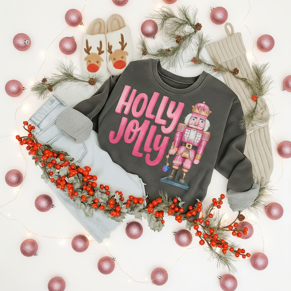 Holly Jolly Pink Nutcracker Sweatshirt