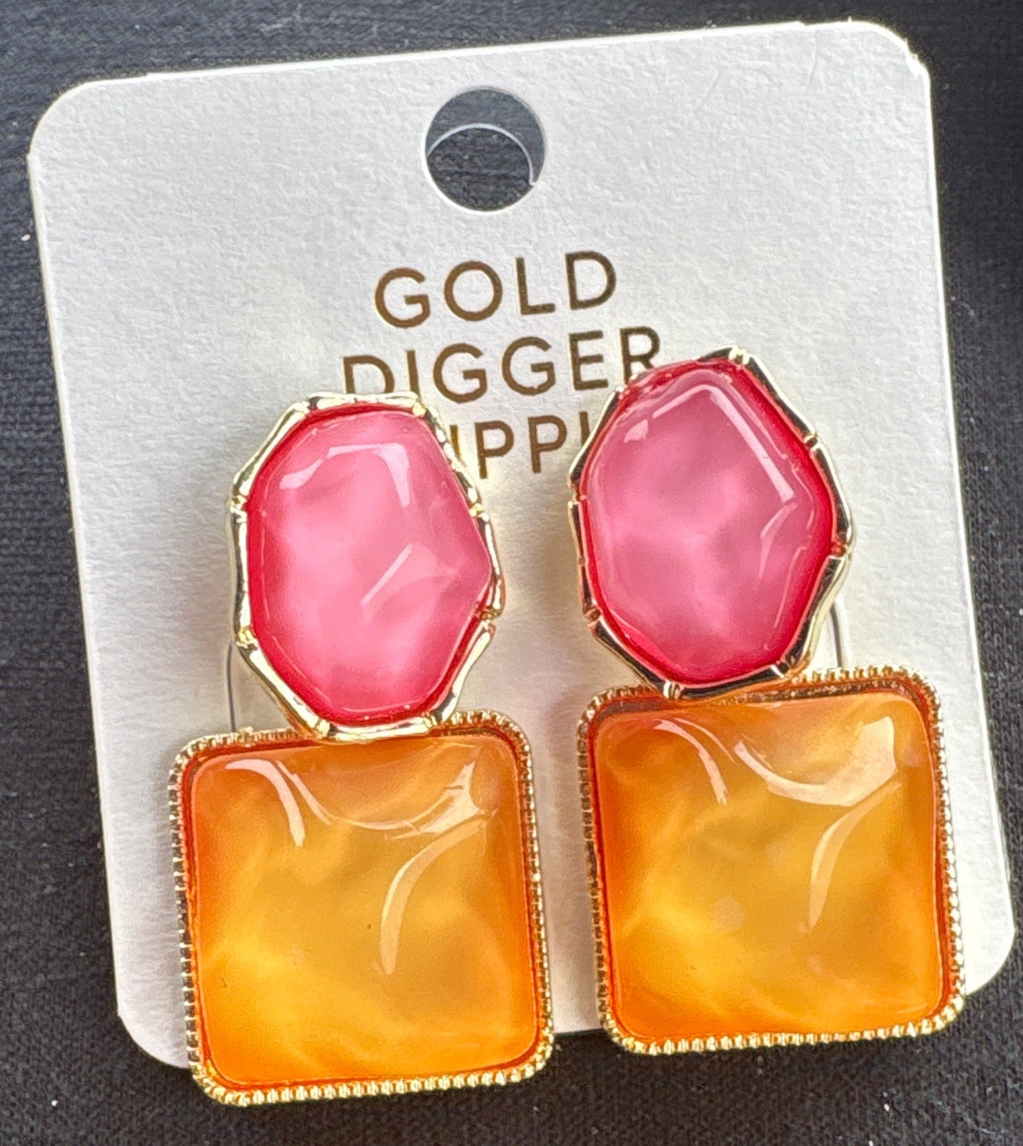 Alana Pink & Orange Gemstone Earrings