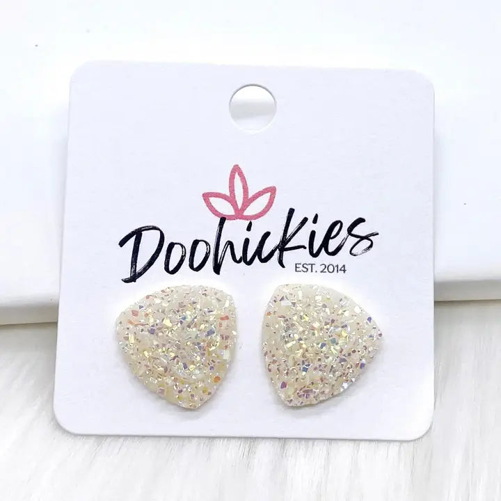 Doohickies White Druzy Studs