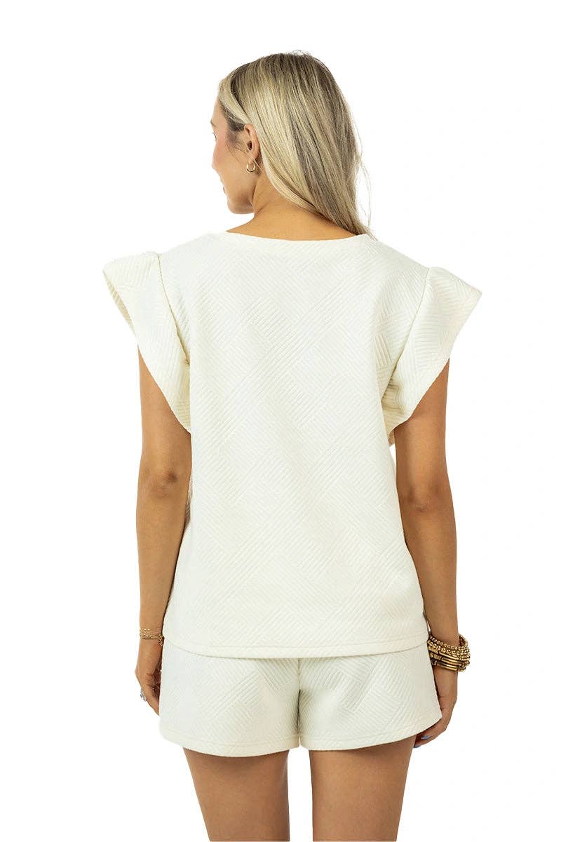Cream Two Piece Women's Short Sets