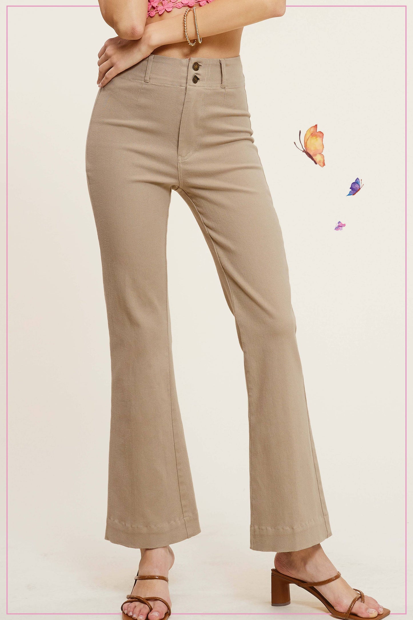 Soft Washed Stretchy High Waisted Wide Flare Pants