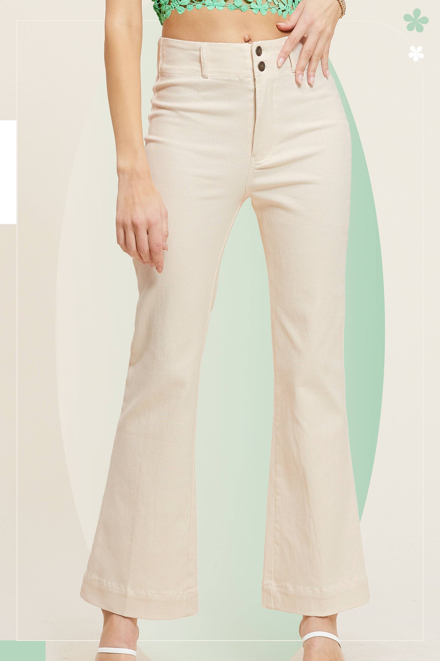 Soft Washed Stretchy High Waisted Wide Flare Pants