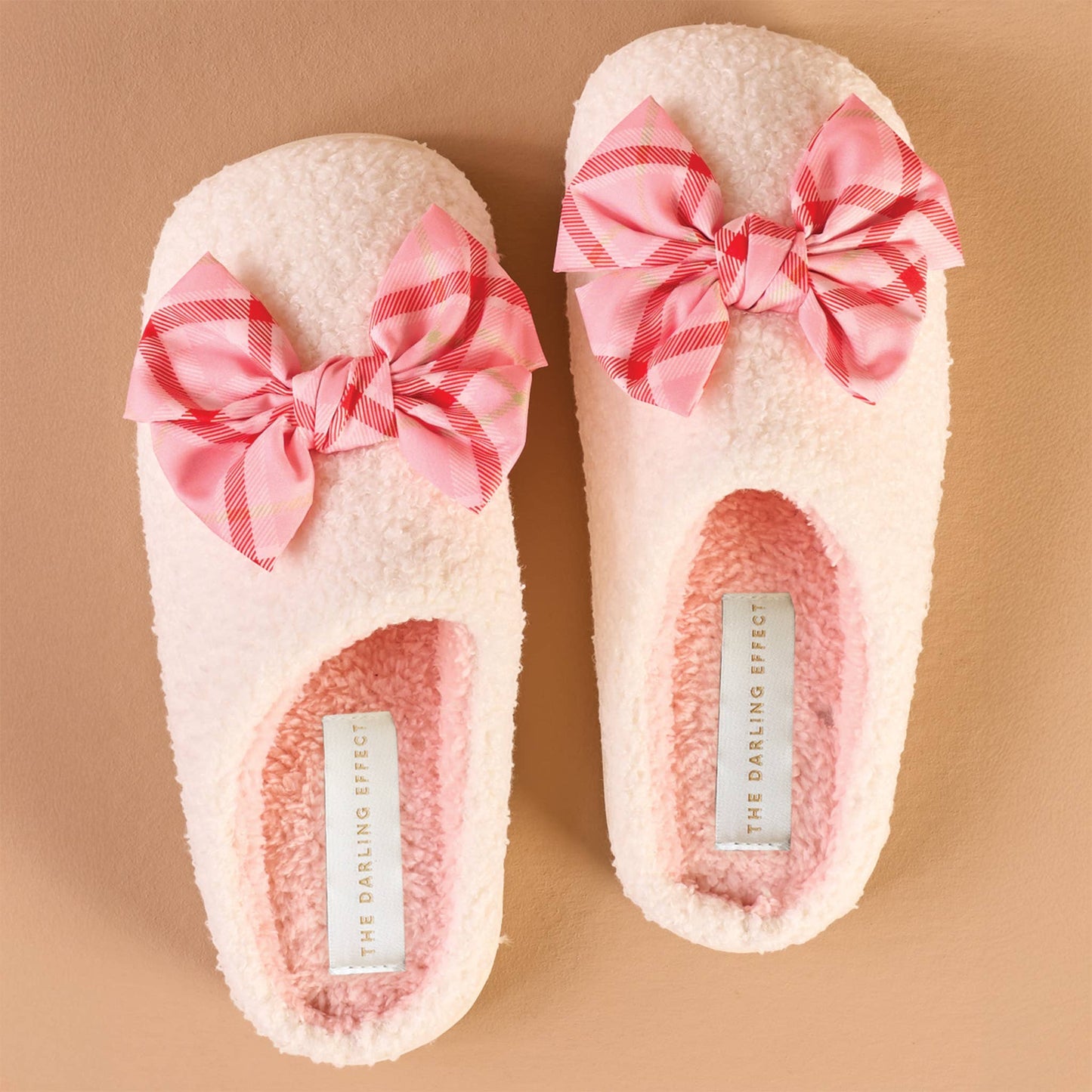 Betty Bow Festive Plaid Fuzzy Slippers