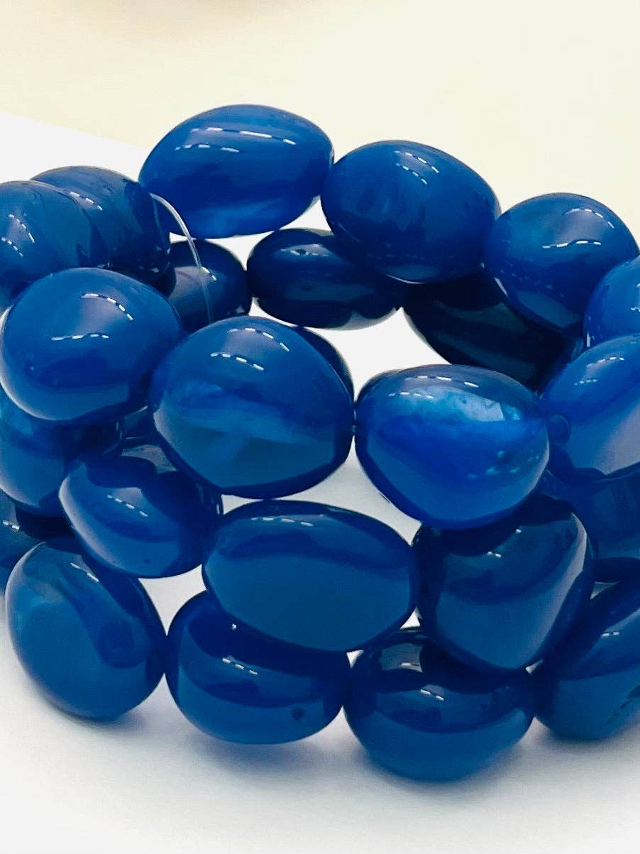 Triple Stack Bracelet Set – Cobalt Blue Resin Stretch Bracelets (Set of 3)