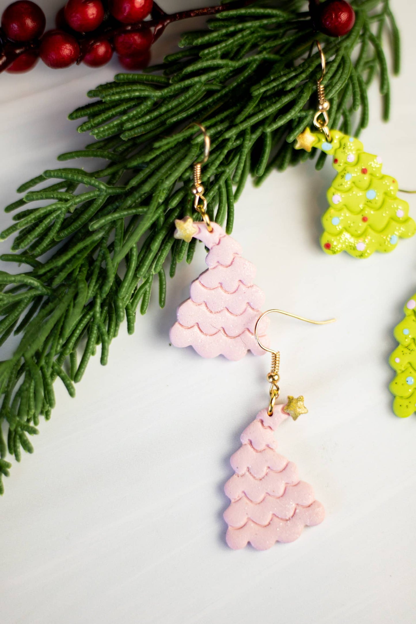Grinch-Inspired Christmas Tree Earrings