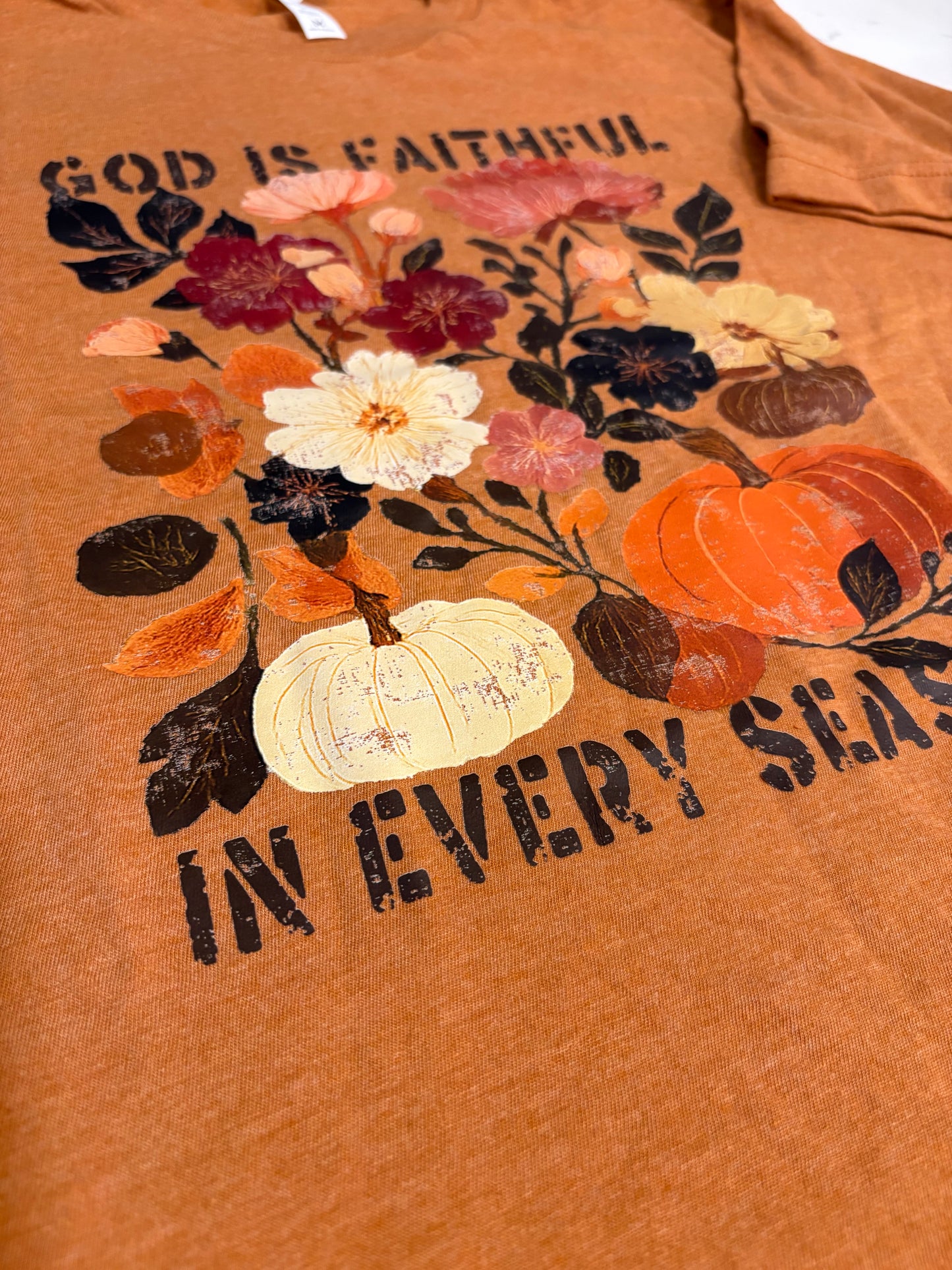 God Is Faithful Floral Pumpkin Graphic Tee