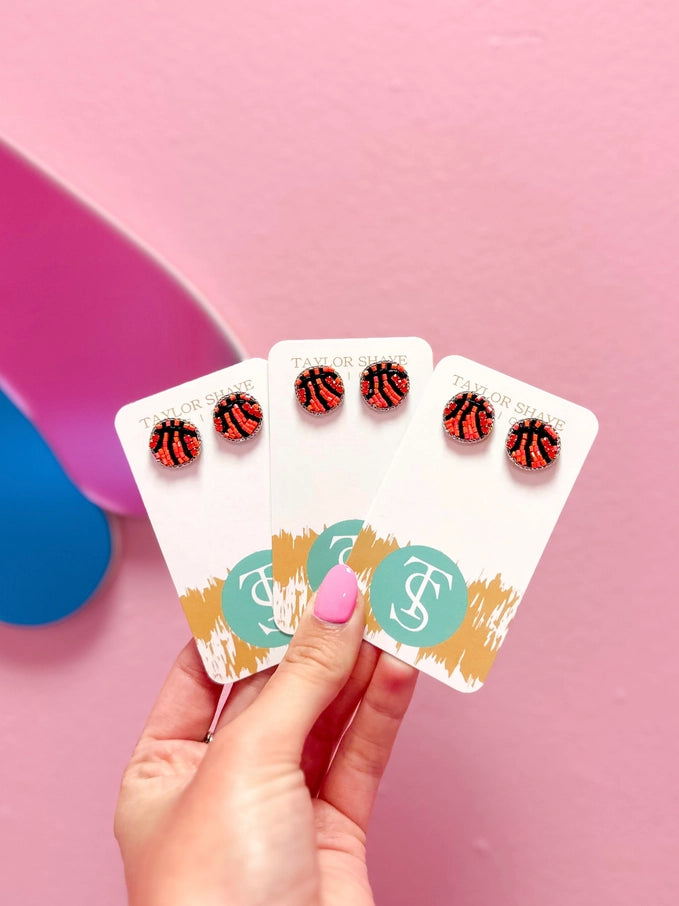 Taylor Shaye Beaded Basketball Studs