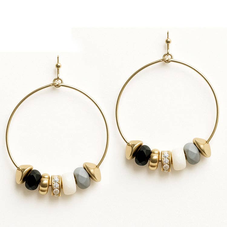 Multi Stone Gold Hoop Dangles