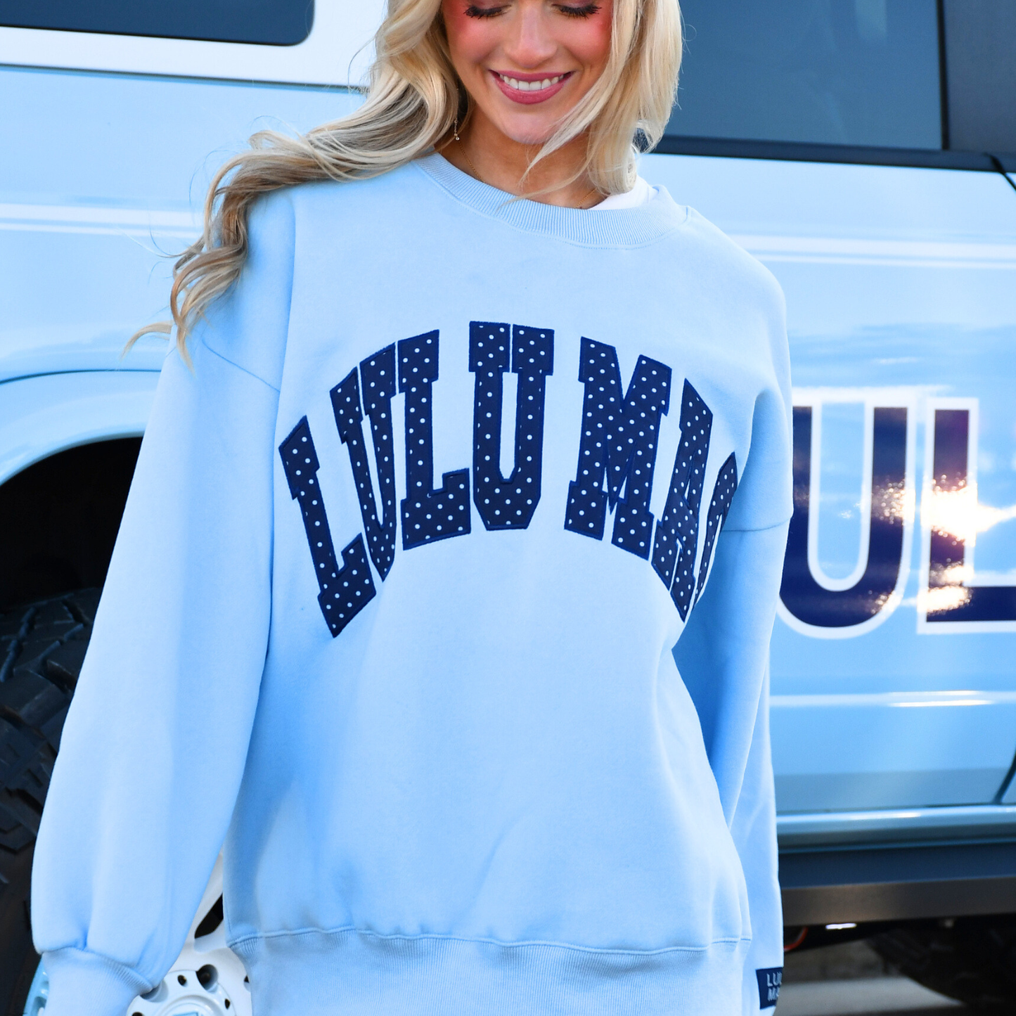 Lulu Mac Light Blue Polka Dot Sweatshirt