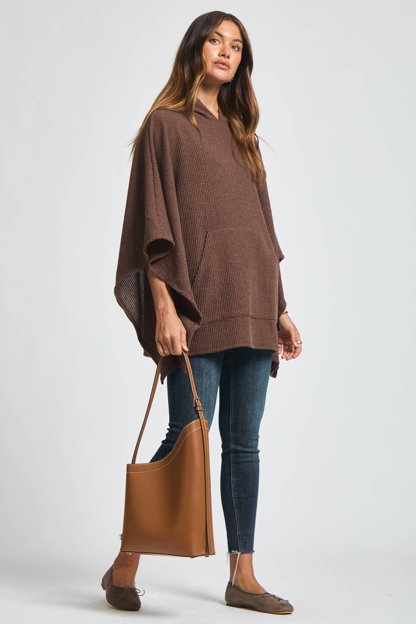Dear Scarlett Ribbed Knit Poncho Top