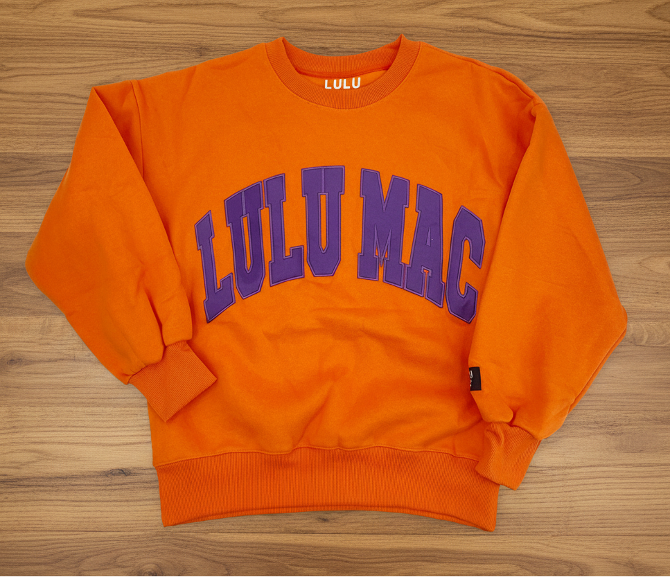 Lulu Mac Purple on Orange Sweatshirt