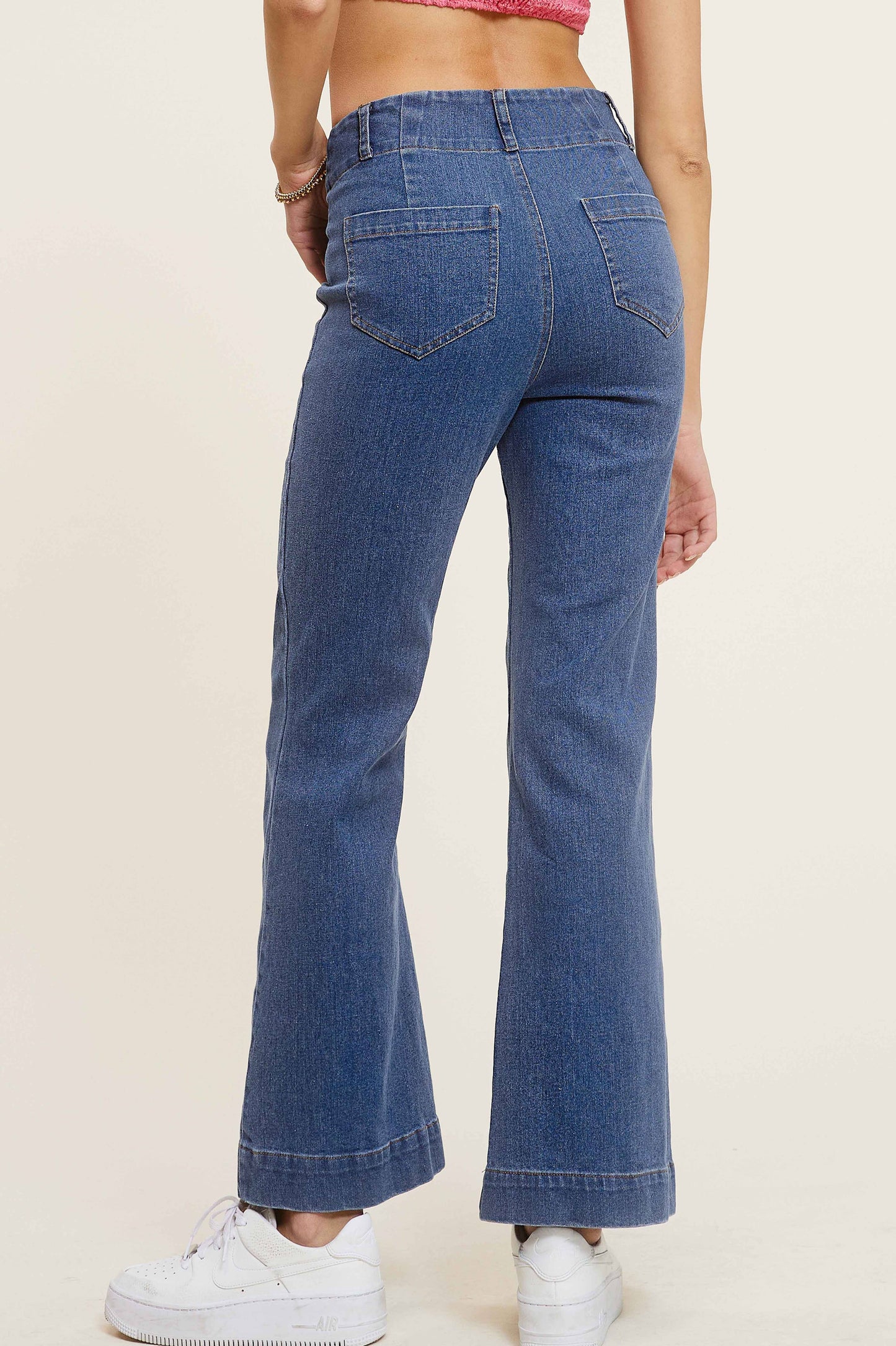 Soft Washed Stretchy High Waisted Wide Flare Pants