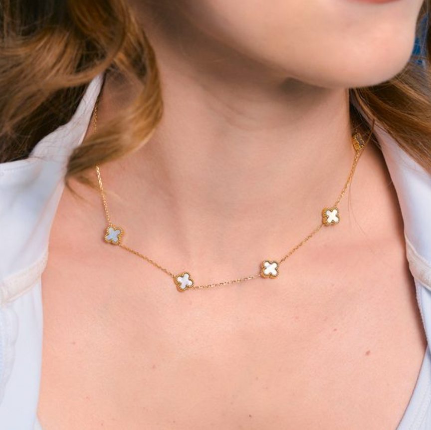 Nikki Smith Designs Mini White Flora Gold Necklace