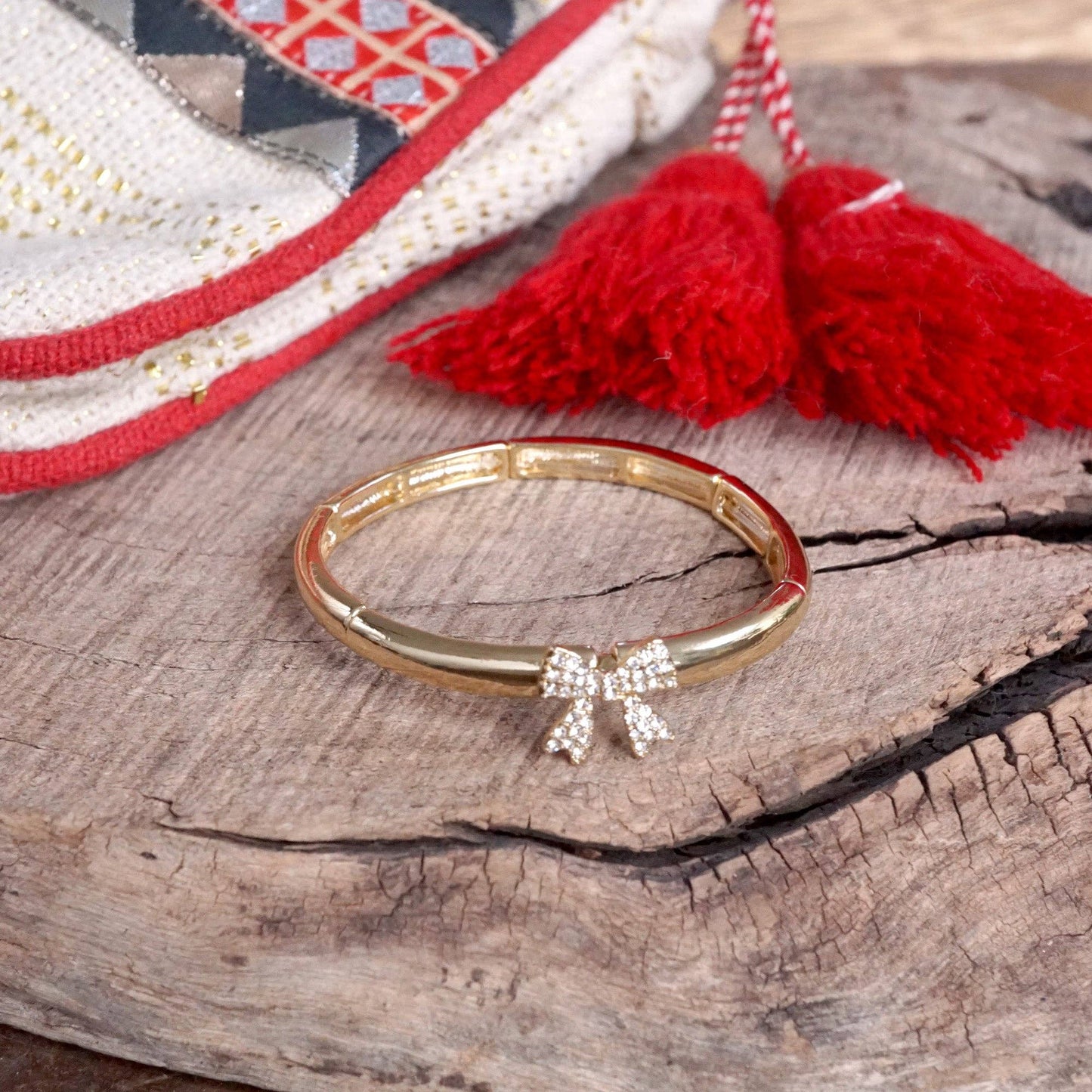 Stretchy Bangle with Crystal Pave Bow