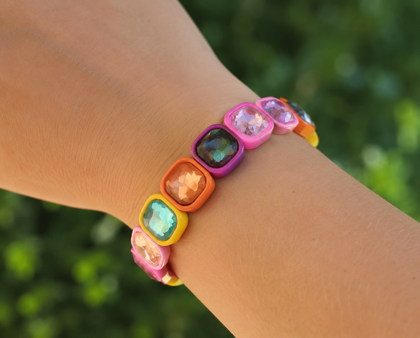 colorful rainbow gemstone bracelet
