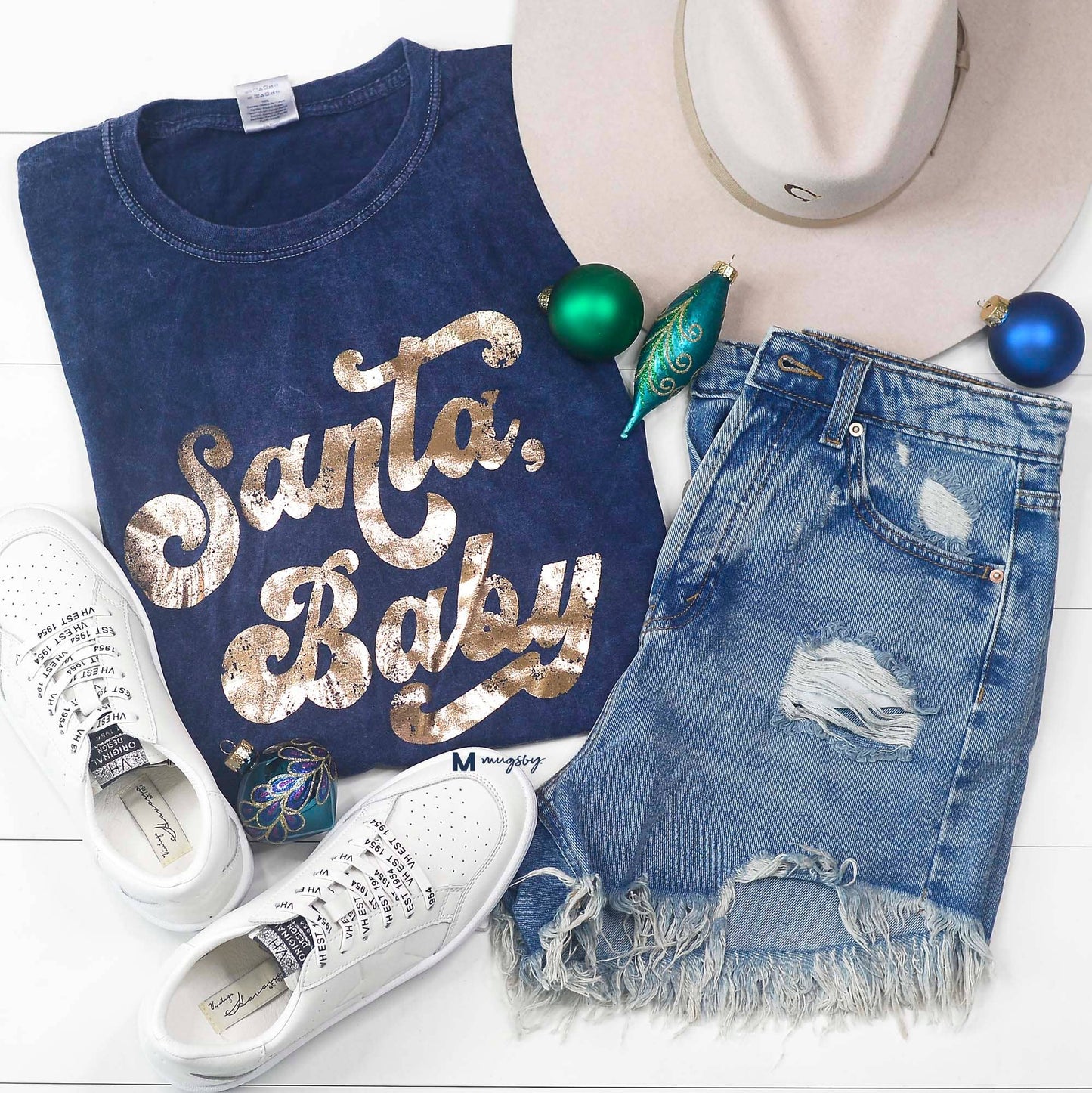 Santa Baby Gold Script Tee