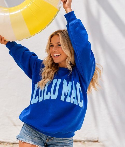 Lulu Mac Royal Blue & Light Blue Puff Sweatshirt