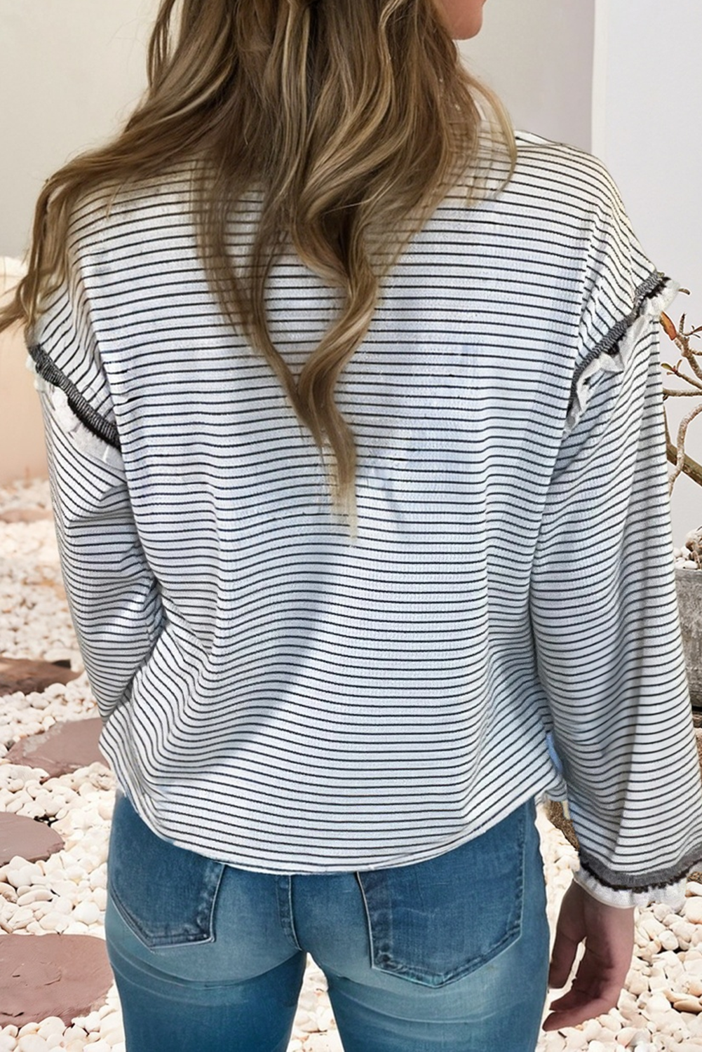 Striped Ruffle Trim Top