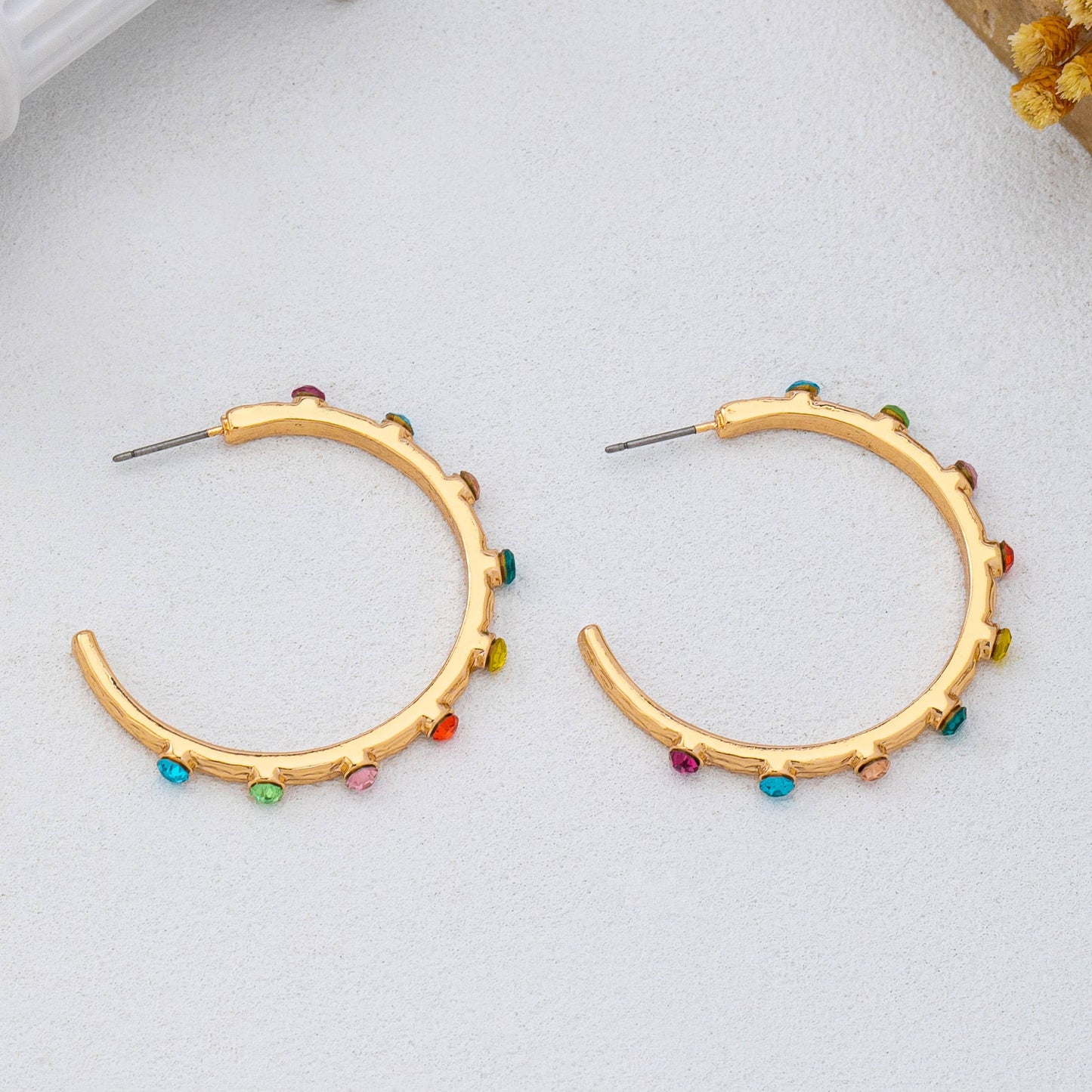 Colorful Gemstone Hoop Earrings