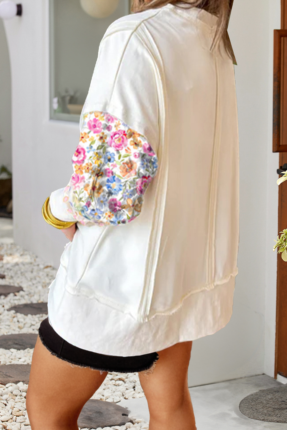 Floral Dotted Patchwork Sweatshirt