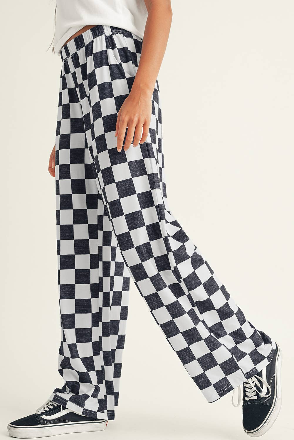 Black & White Checked High Waist Pants