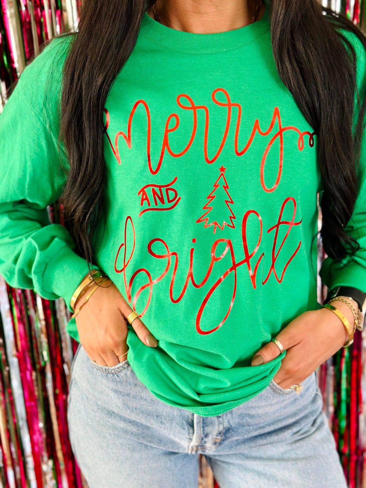 Merry and Bright Christmas Long Sleeve Tee