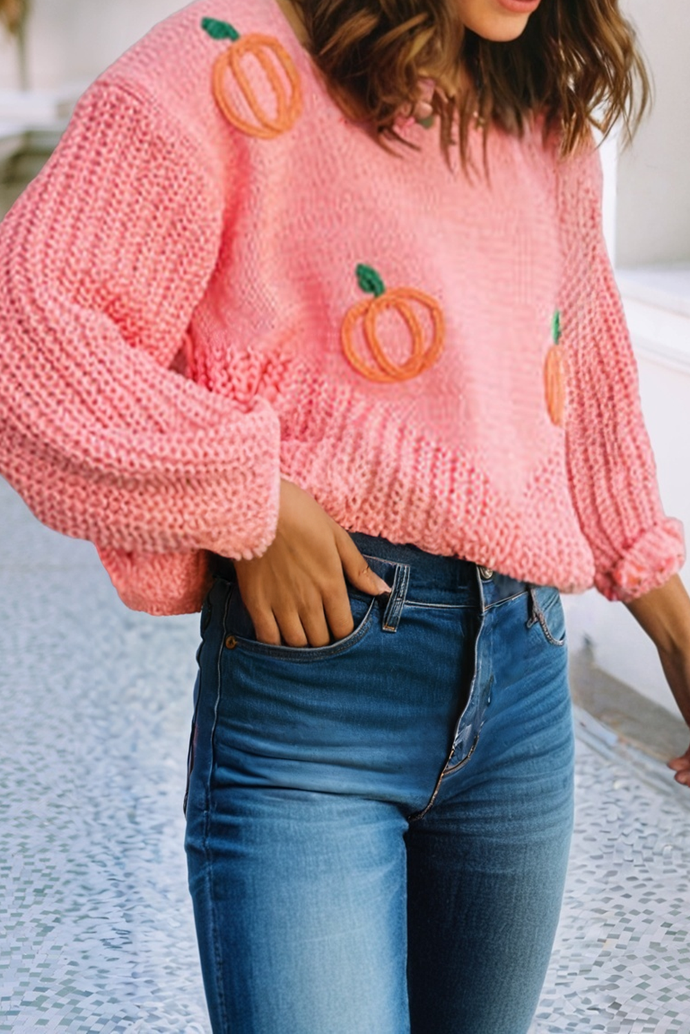 Pink Pumpkin Patch Knit Sweater