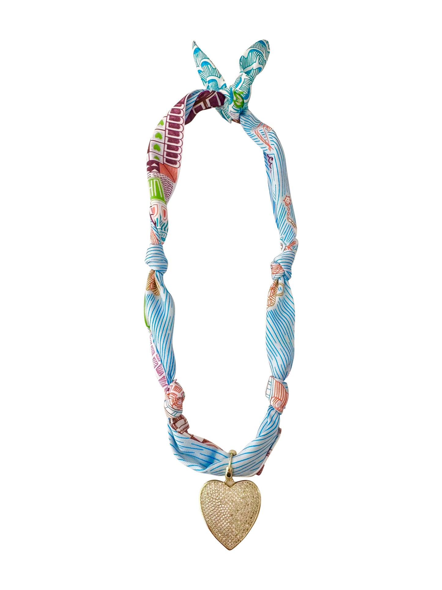 Thompson Scarf Necklace with Heart Pendant