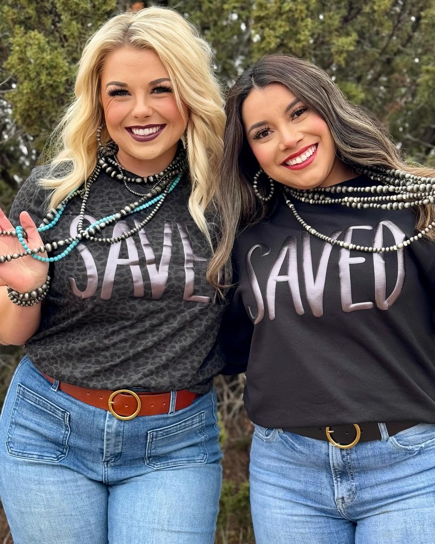 Saved in Black Metallic Puff Tee