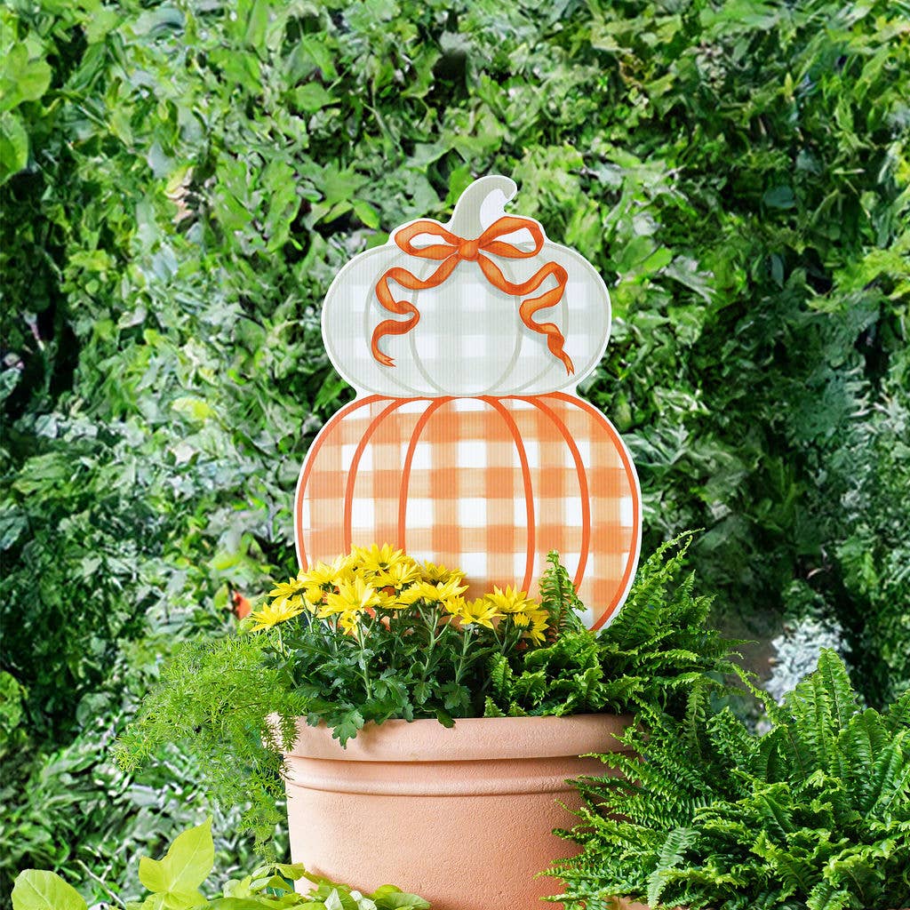 Orange Stacked Pumpkin Duo Garden Stake