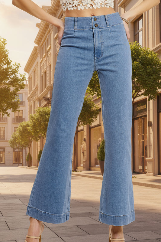 La Miel Stretchy High Waisted Wide Flare Pants