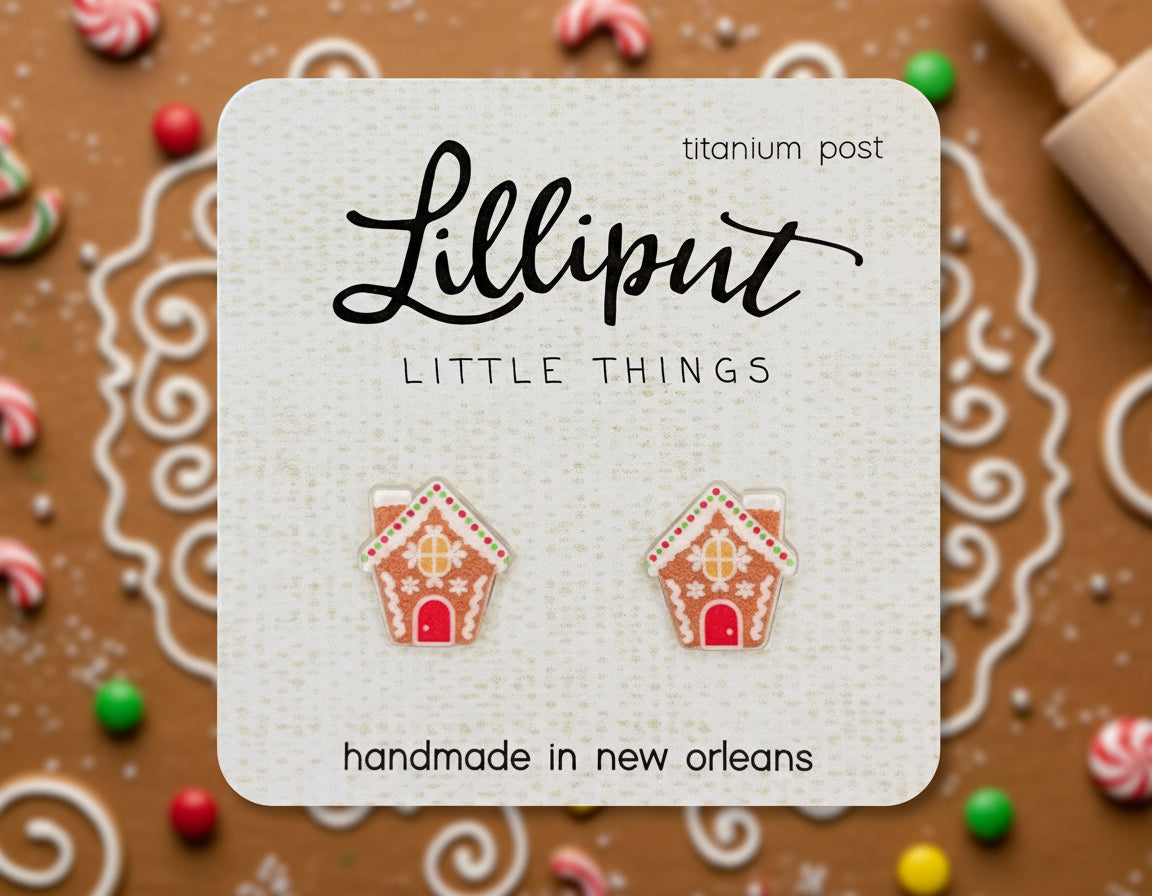 Lilliput Gingerbread House Earrings