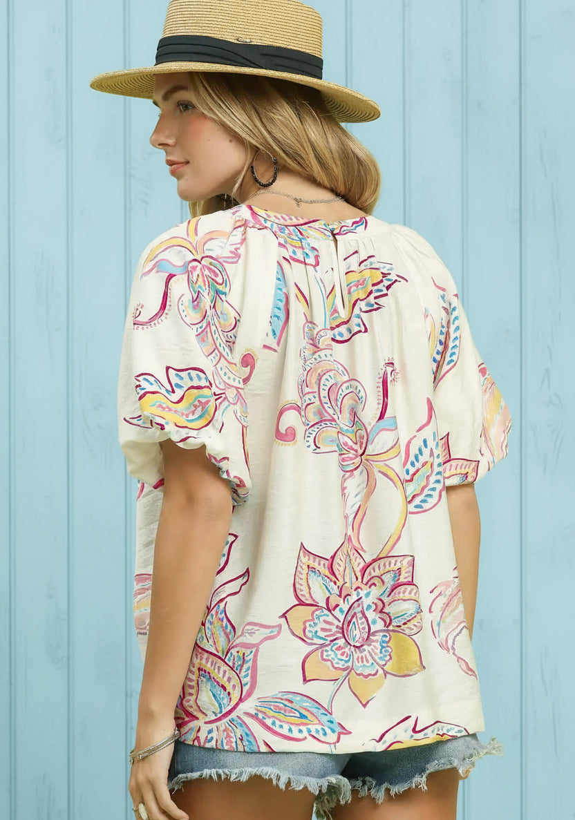 Floral Print Statement Blouse