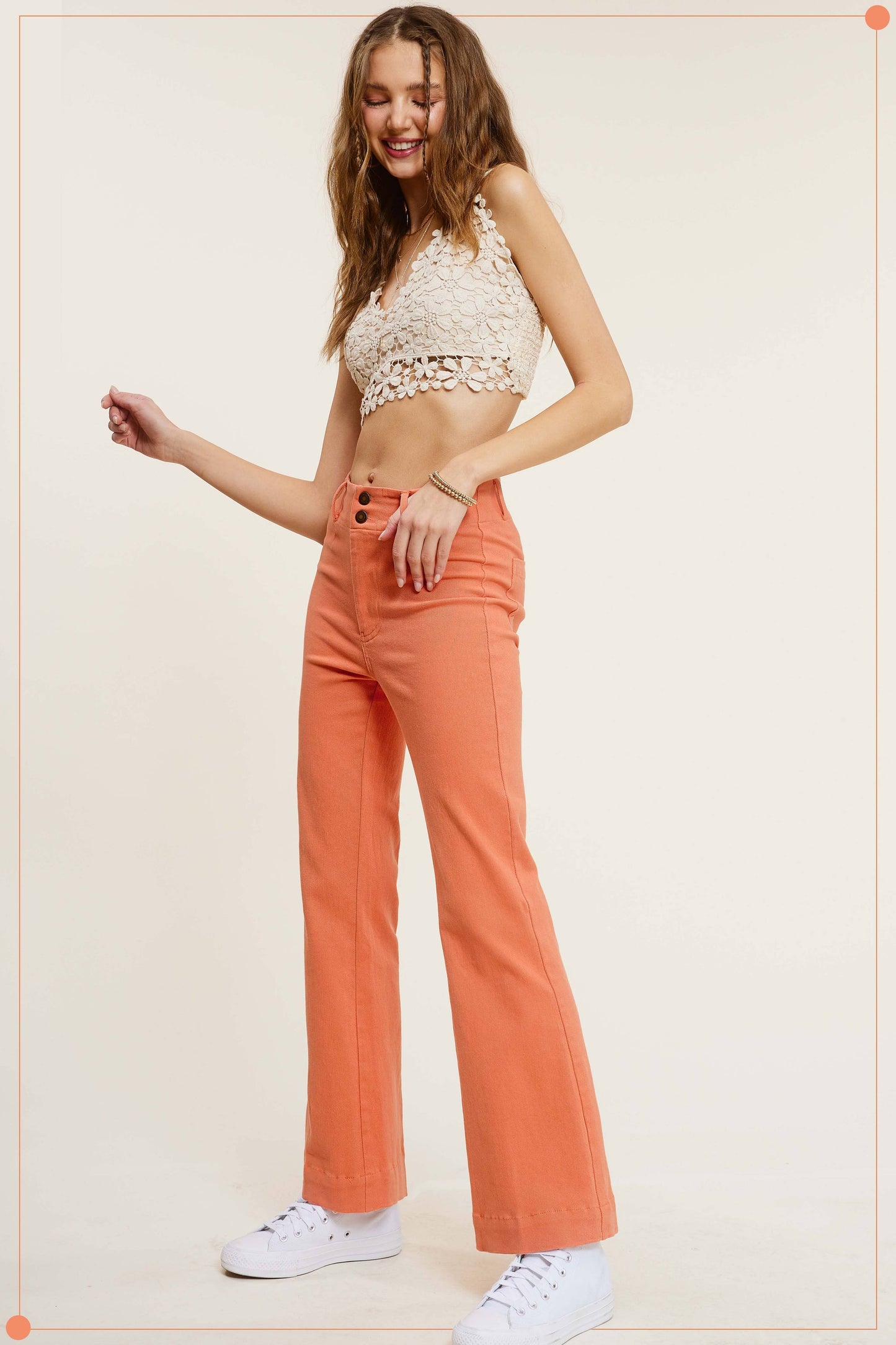 Soft Washed Stretchy High Waisted Wide Flare Pants