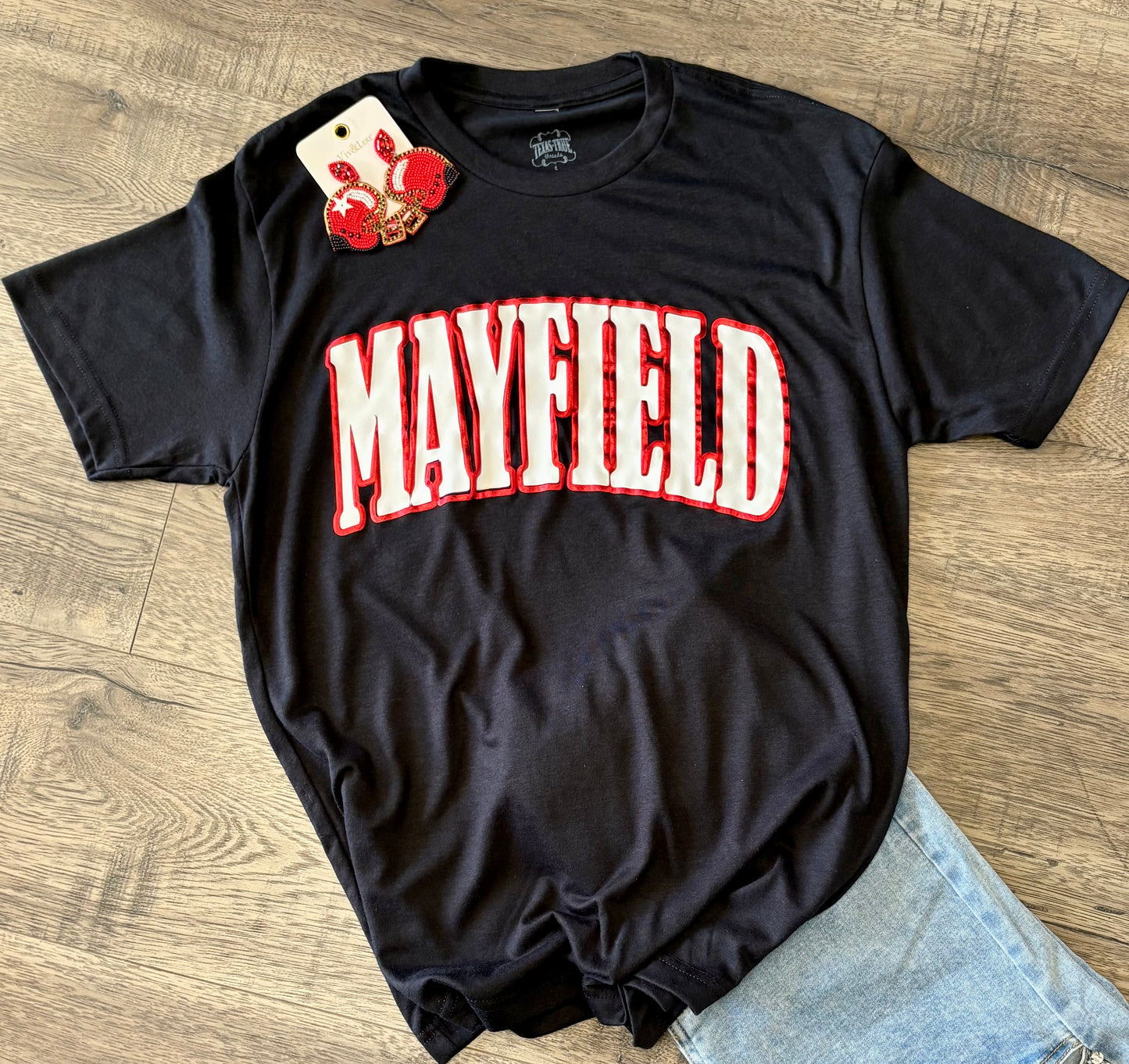 Mayfield Red Metallic Puff Tee