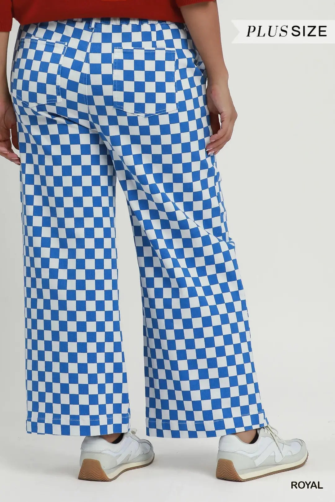 Umgee Royal Blue Checkerboard Wide Leg Pants