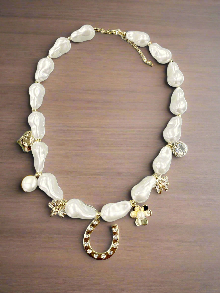 Mia Good Luck Pearl Charm Necklace